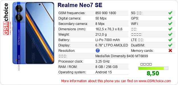 Realme Neo7 SE 手机技术数据