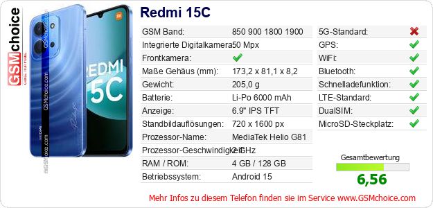 Redmi 15C technische Daten Redmi 15C technische Daten