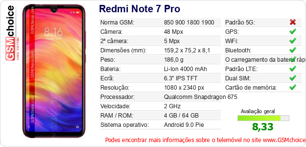 Redmi Note 7 Pro Especificações técnicas do telemóvel 