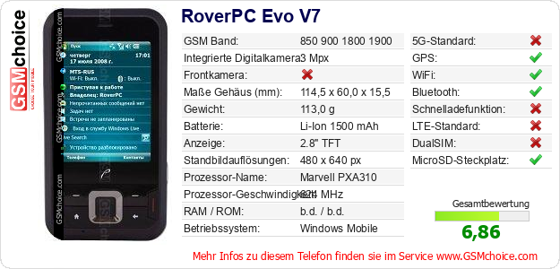 RoverPC Evo V7 technische Daten RoverPC Evo V7 technische Daten