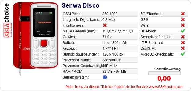 Senwa Disco technische Daten Senwa Disco technische Daten