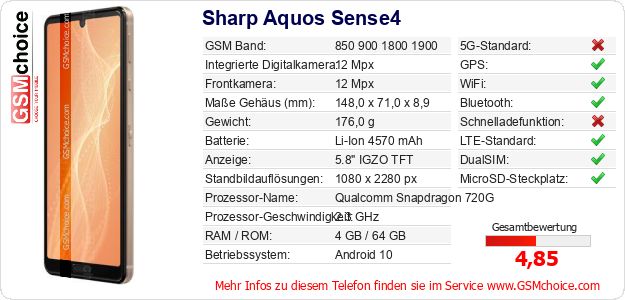 Sharp Aquos Sense4 technische Daten Sharp Aquos Sense4 technische Daten