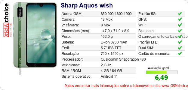Sharp Aquos wish Especificações técnicas do telemóvel Sharp Aquos wish Especificações técnicas do telemóvel