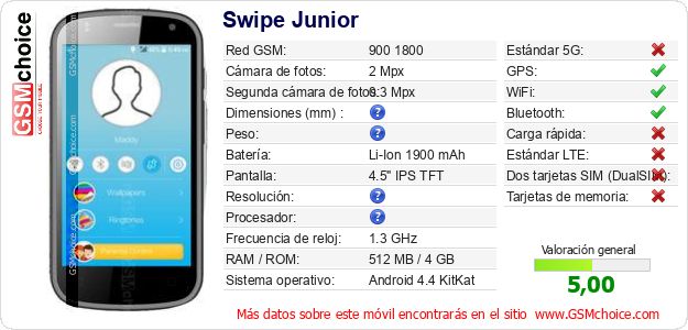 Swipe Junior Datos técnicos del móvil 