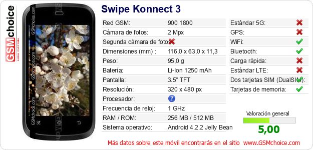 Swipe Konnect 3 Datos técnicos del móvil Swipe Konnect 3 Datos técnicos del móvil
