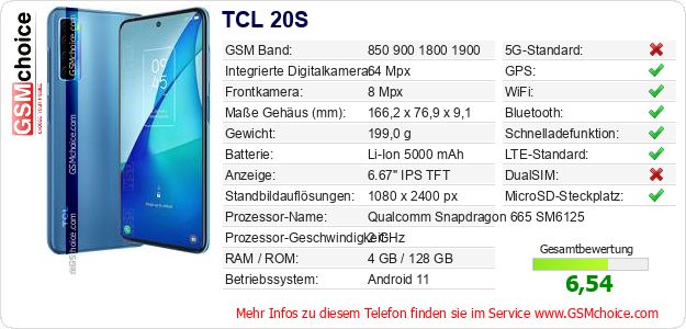 TCL 20S technische Daten TCL 20S technische Daten