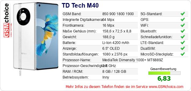 TD Tech M40 technische Daten TD Tech M40 technische Daten