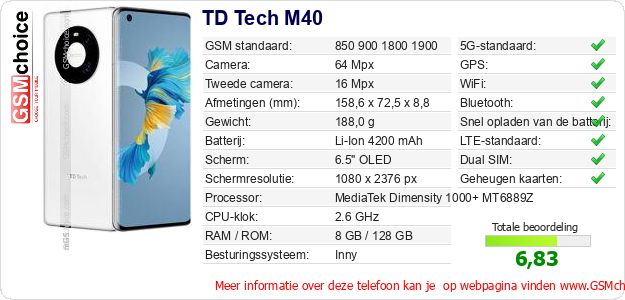 TD Tech M40 Technische gegevens 