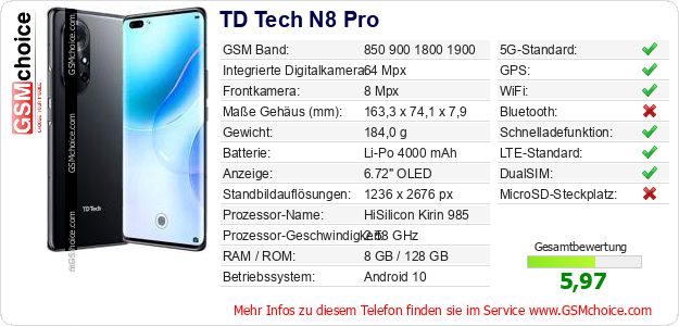 TD Tech N8 Pro technische Daten TD Tech N8 Pro technische Daten