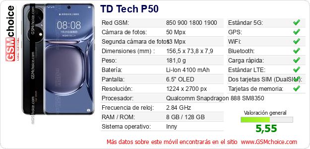 TD Tech P50 Datos técnicos del móvil 