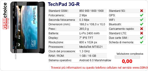 TechPad 3G-R Dati tecnici di telefono cellulare TechPad 3G-R Dati tecnici di telefono cellulare