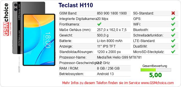 Teclast H110 technische Daten Teclast H110 technische Daten