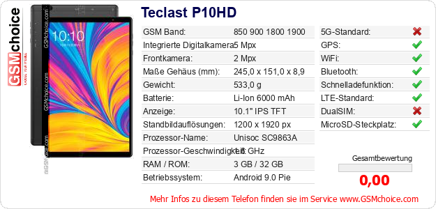 Teclast P10HD technische Daten Teclast P10HD technische Daten