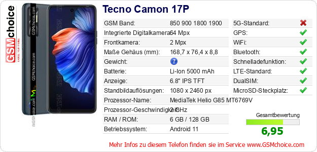 Tecno Camon 17P technische Daten Tecno Camon 17P technische Daten