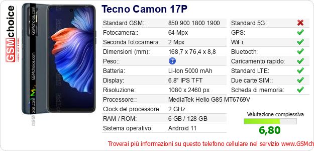 Tecno Camon 17P Dati tecnici di telefono cellulare Tecno Camon 17P Dati tecnici di telefono cellulare