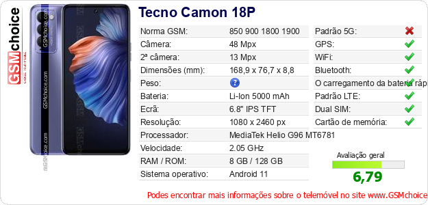 Tecno Camon 18P Especificações técnicas do telemóvel Tecno Camon 18P Especificações técnicas do telemóvel