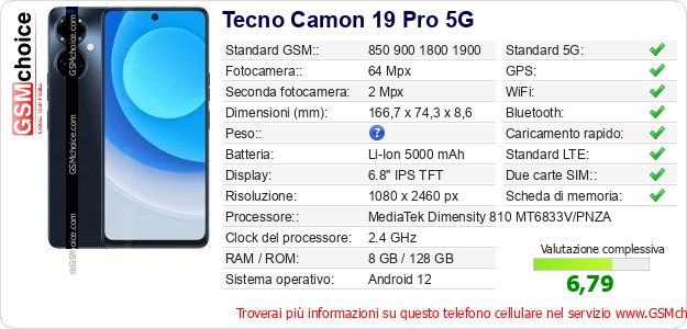 Tecno Camon 19 Pro 5G Dati tecnici di telefono cellulare Tecno Camon 19 Pro 5G Dati tecnici di telefono cellulare