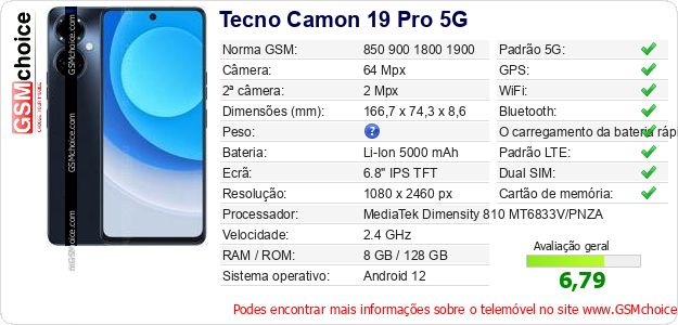 Tecno Camon 19 Pro 5G Especificações técnicas do telemóvel Tecno Camon 19 Pro 5G Especificações técnicas do telemóvel