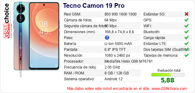 Tecno Camon 19 Pro Datos técnicos del móvil Tecno Camon 19 Pro Datos técnicos del móvil
