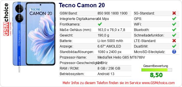 Tecno Camon 20 technische Daten Tecno Camon 20 technische Daten