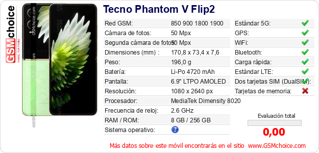 Tecno Phantom V Flip2 Datos técnicos del móvil Tecno Phantom V Flip2 Datos técnicos del móvil