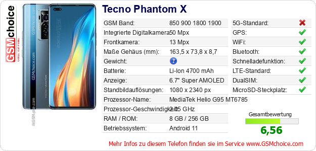 Tecno Phantom X technische Daten Tecno Phantom X technische Daten