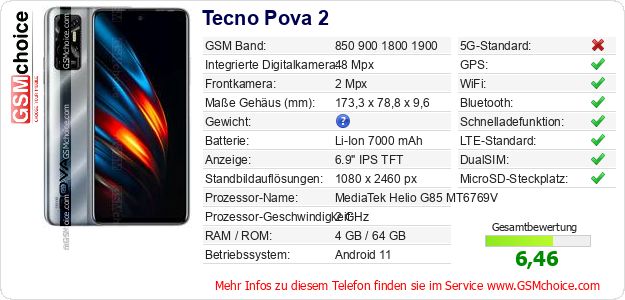 Tecno Pova 2 technische Daten Tecno Pova 2 technische Daten