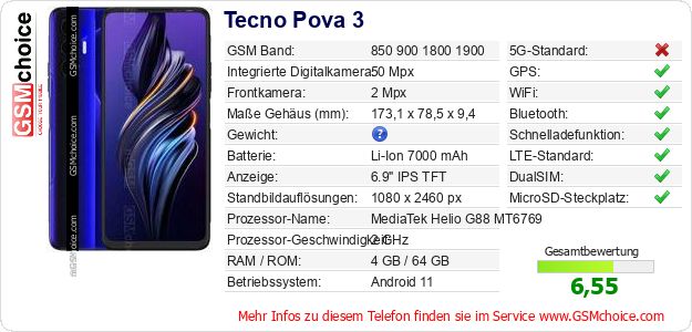Tecno Pova 3 technische Daten Tecno Pova 3 technische Daten