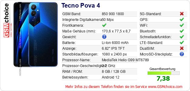 Tecno Pova 4 technische Daten Tecno Pova 4 technische Daten