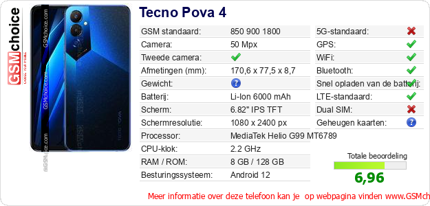 Tecno Pova 4 Technische gegevens 