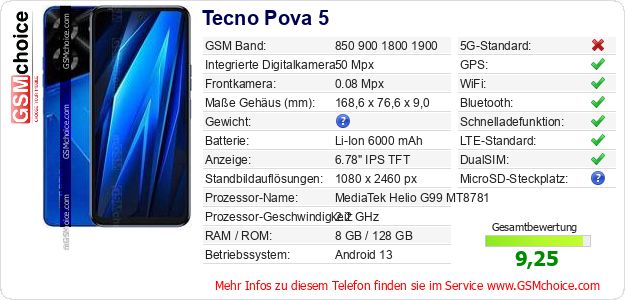 Tecno Pova 5 technische Daten Tecno Pova 5 technische Daten