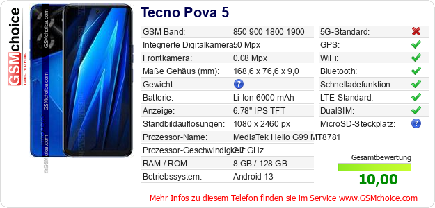Tecno Pova 5 technische Daten Tecno Pova 5 technische Daten