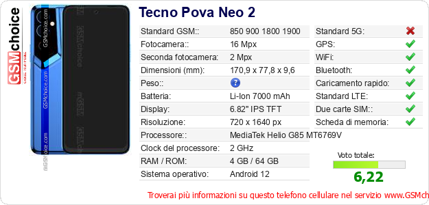 Tecno Pova Neo 2 Dati tecnici di telefono cellulare Tecno Pova Neo 2 Dati tecnici di telefono cellulare