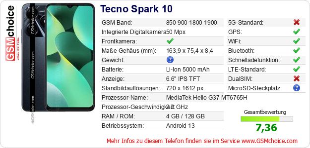 Tecno Spark 10 technische Daten Tecno Spark 10 technische Daten