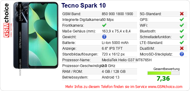 Tecno Spark 10 technische Daten Tecno Spark 10 technische Daten