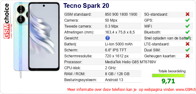 Tecno Spark 20 Technische gegevens Tecno Spark 20 Technische gegevens
