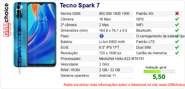 Tecno Spark 7 Especificações técnicas do telemóvel Tecno Spark 7 Especificações técnicas do telemóvel