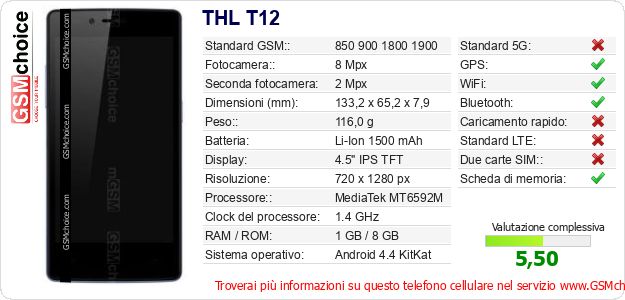 THL T12 Dati tecnici di telefono cellulare THL T12 Dati tecnici di telefono cellulare