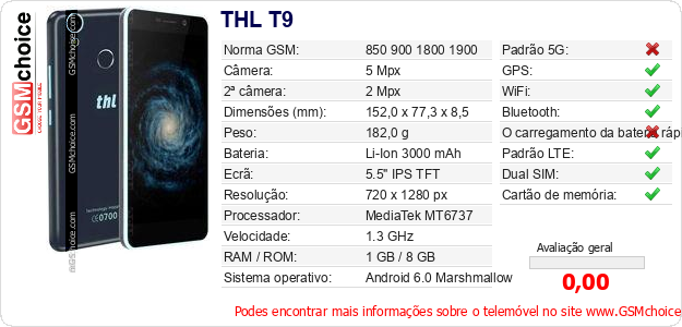THL T9 Especificações técnicas do telemóvel THL T9 Especificações técnicas do telemóvel