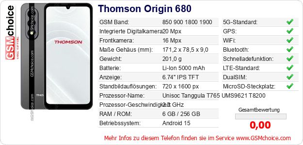 Thomson Origin 680 technische Daten Thomson Origin 680 technische Daten