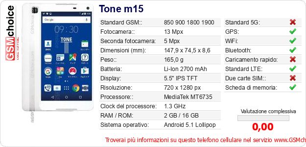 Tone m15 Dati tecnici di telefono cellulare Tone m15 Dati tecnici di telefono cellulare
