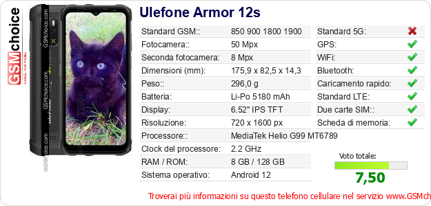 Ulefone Armor 12s Dati tecnici di telefono cellulare Ulefone Armor 12s Dati tecnici di telefono cellulare