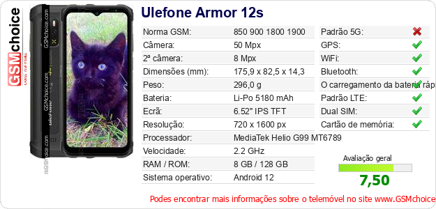 Ulefone Armor 12s Especificações técnicas do telemóvel 