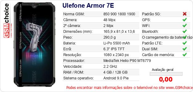 Ulefone Armor 7E Especificações técnicas do telemóvel Ulefone Armor 7E Especificações técnicas do telemóvel