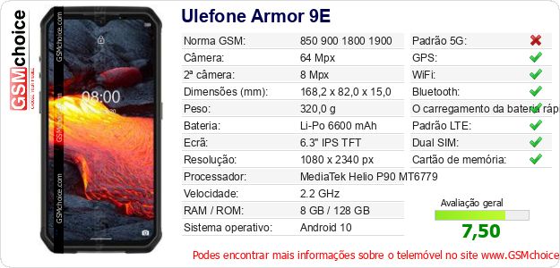 Ulefone Armor 9E Especificações técnicas do telemóvel Ulefone Armor 9E Especificações técnicas do telemóvel