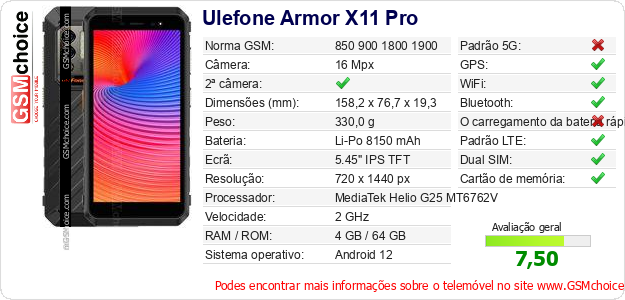 Ulefone Armor X11 Pro Especificações técnicas do telemóvel Ulefone Armor X11 Pro Especificações técnicas do telemóvel