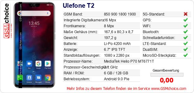 Ulefone T2 technische Daten Ulefone T2 technische Daten