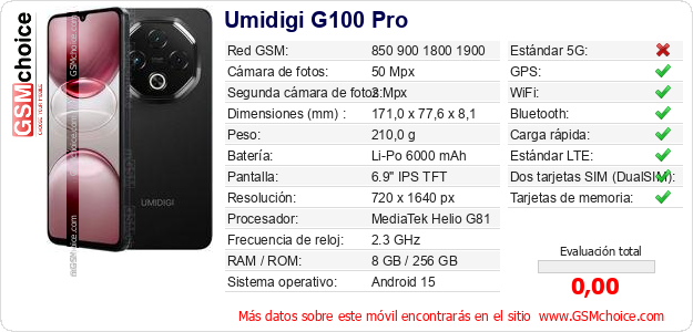 Umidigi G100 Pro Datos técnicos del móvil Umidigi G100 Pro Datos técnicos del móvil