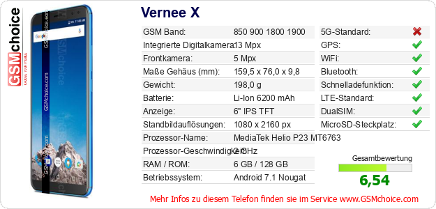 Vernee X technische Daten Vernee X technische Daten