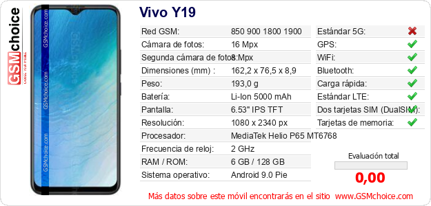 Vivo Y19 Datos técnicos del móvil 